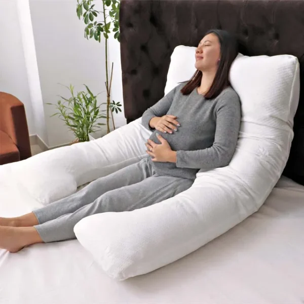 Moon – Full Body Pregnancy Pillow with Washable Cotton Cover – White