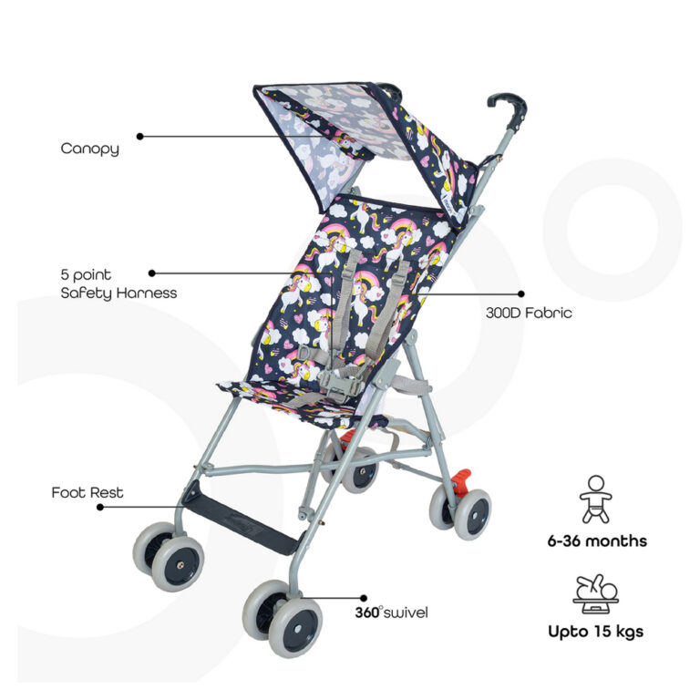 MOON - Jet-Ultra Light Weight/Compact Fold Buggy Stroller Unicorn