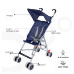 MOON – Jet-Ultra Light Weight/Compact Fold Buggy Stroller Dark Blue