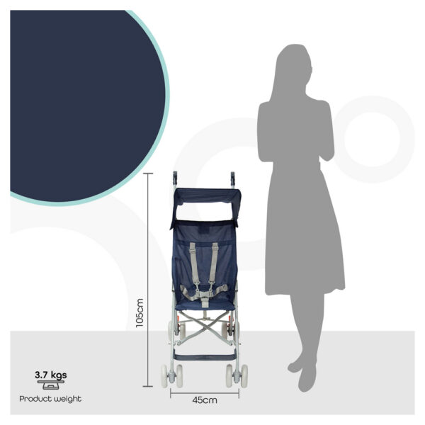 MOON – Jet-Ultra Light Weight/Compact Fold Buggy Stroller Dark Blue