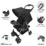 Moon – Bezik One Fold Stroller – Black