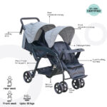 Moon – Dois Foldable Twin Stroller – Grey