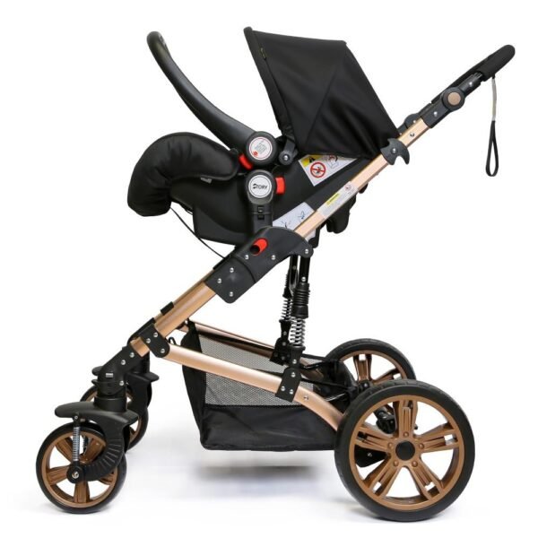 Teknum – 3-in-1 Pram Stroller Sleeping Bassinet Grey and Infant Car Seat