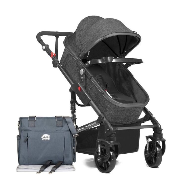 Teknum 3 in 1 Story Pram Stroller and Diaper Bag Bundle - Space Grey