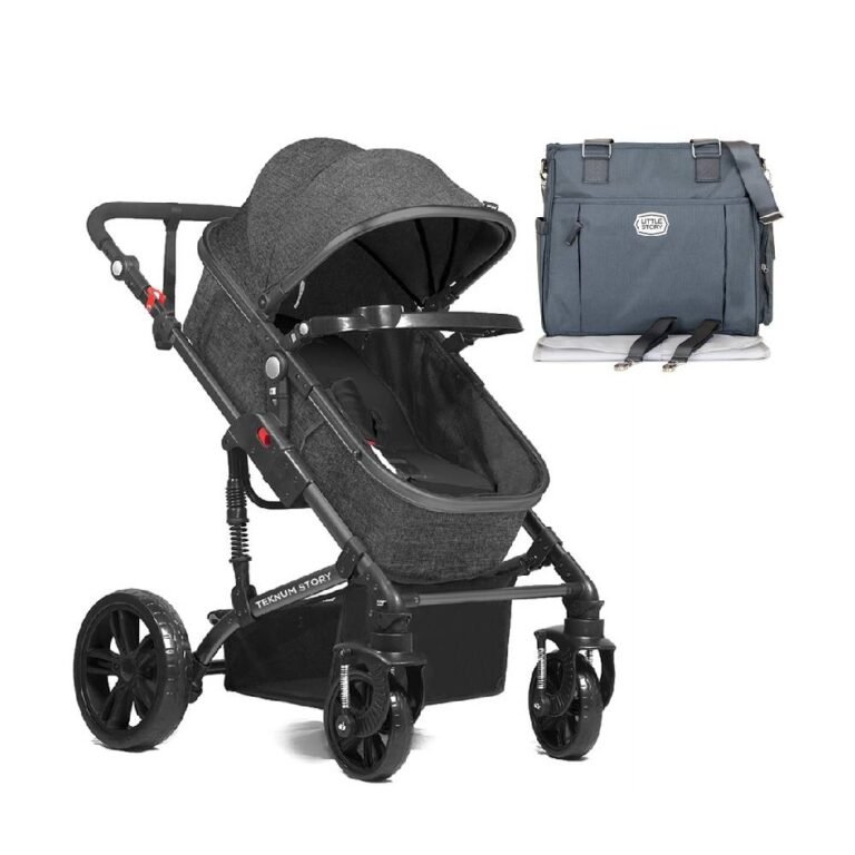 Teknum 3 in 1 Story Pram Stroller and Diaper Bag Bundle - Space Grey