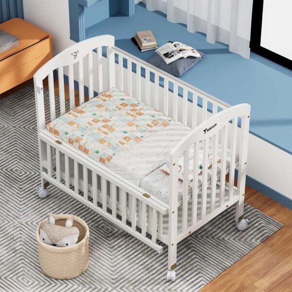 Teknum – 4in1 Wooden Bed Side w/ Storage and Height Adjustments – White