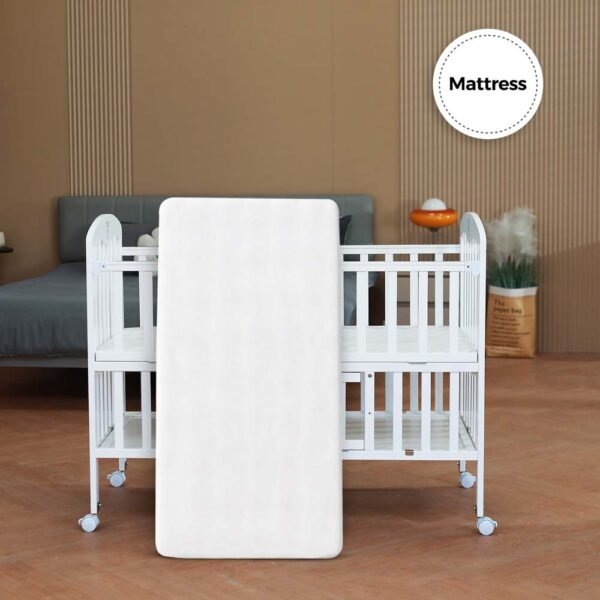 Teknum – 4in1 Wooden Bed Side w/ Storage and Height Adjustments – White