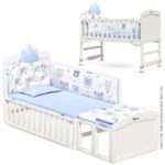 Teknum 7-in-1 Convertible Bed for 0-12 Years, New Zealand Pine, Adjustable with Mattress & Mosquito Net