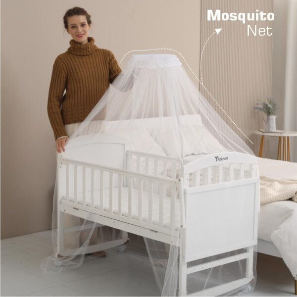 Teknum 7-in-1 Convertible Bed for 0-12 Years, New Zealand Pine, Adjustable with Mattress & Mosquito Net
