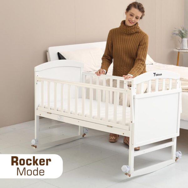 Teknum 7-in-1 Convertible Bed for 0-12 Years, New Zealand Pine, Adjustable with Mattress & Mosquito Net