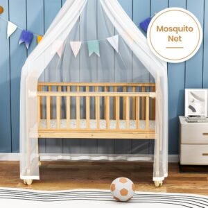 Teknum - 7in1 Convertible Kids Bed & Bedside Crib w/Mattress - Natural Wood
