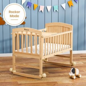 Teknum - 7in1 Convertible Kids Bed & Bedside Crib w/Mattress - Natural Wood