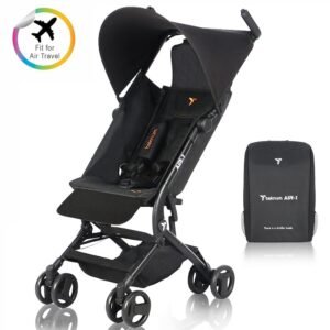 Teknum AIR 1 Ultra-Compact Folding Travel Stroller, 0-3 Years, With Carrying Backpack - Black