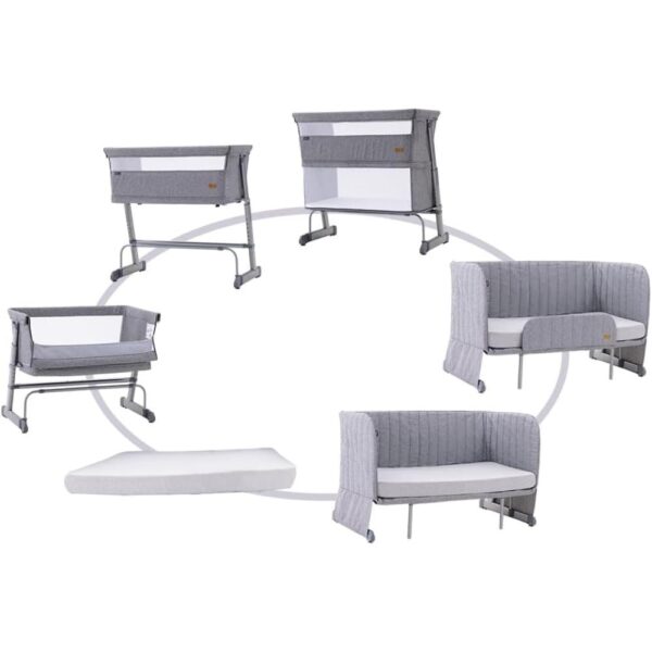 Teknum – All in One Bedside Crib Cot & Sofa Expansion Pack – Grey