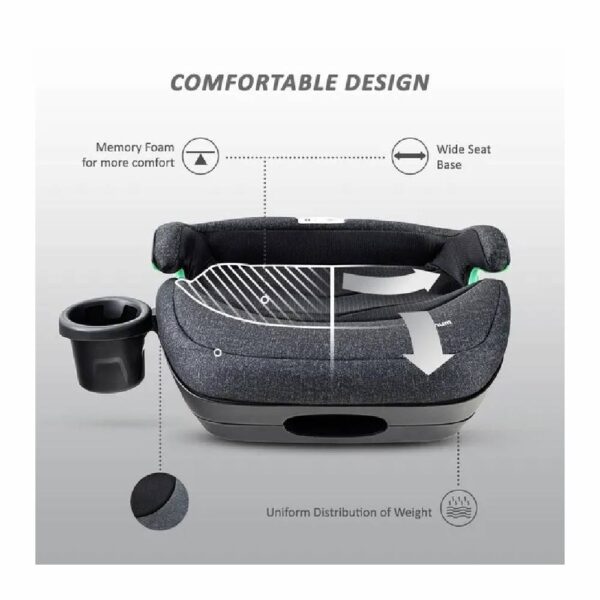 Teknum – I-Size Booster Car Seat With Cup Holder – Grey