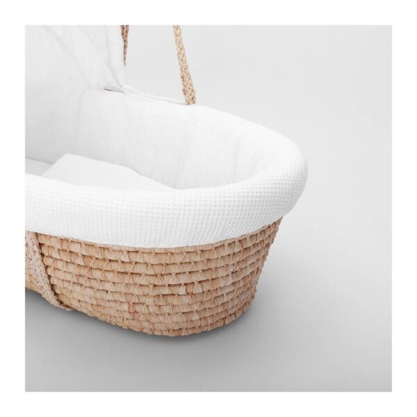 Teknum Moses Basket with Waffle Beddings and Mattress – Wooden Brown