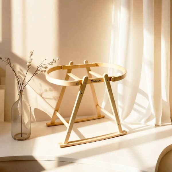 Teknum – Moses Rope Basket Stand – Natural Wood