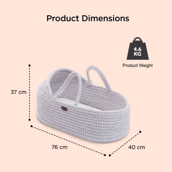 Teknum – Moses Rope Basket with Stand – Grey
