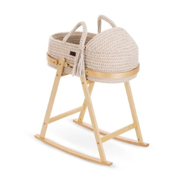 Teknum – Moses Rope Basket with Stand – Natural Wood