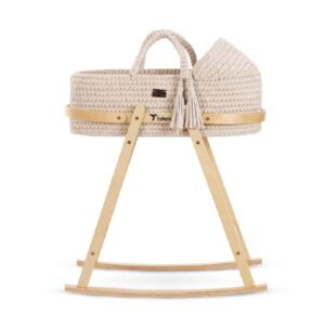 Teknum - Moses Rope Basket with Stand - Natural Wood