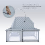 Teknum One – Minute Fold – Unfold Playpen, Large 150 x 180 cm with Mattress and Balls – Grey