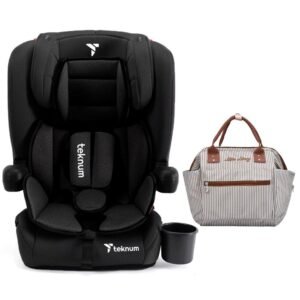 Teknum - Pack and Go Foldable Car Seat w/Ace Ivory Diaper Bag - Black