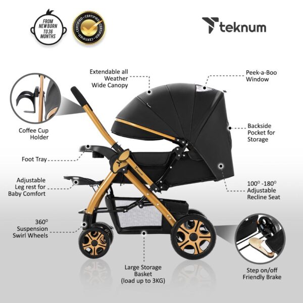 Teknum – Reversible Trip2 Stroller – Black