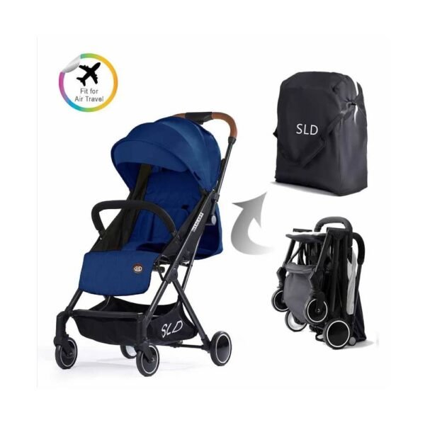 Teknum SLD Travel Lite Stroller, Lightweight, Recline & Trolley Handle with Carry Bag, 0-4 Years – Navy Blue
