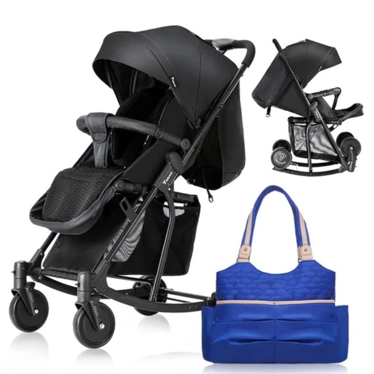 Teknum - Stroller With Rocker With Blue Diaper Tote Bag - Black