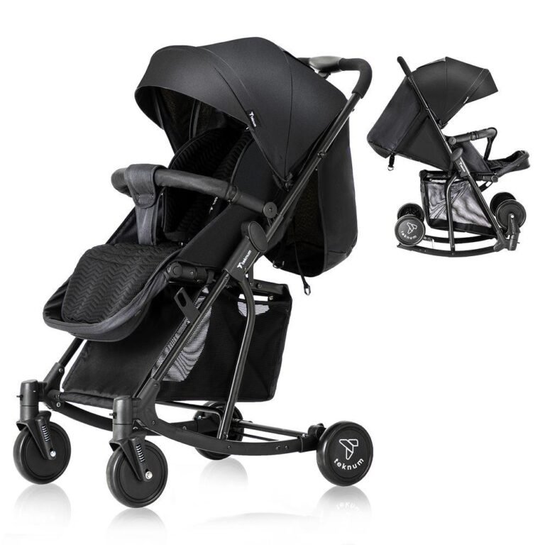 Teknum - Stroller With Rocker With Green Diaper Tote Bag - Black