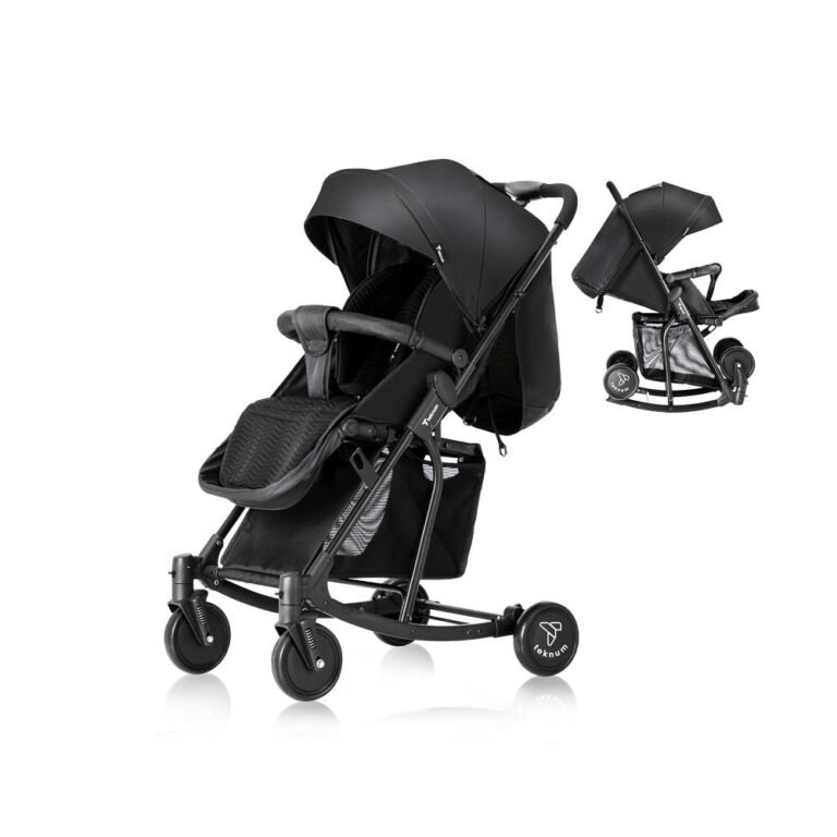 Teknum - Stroller With Rocker With Orange Diaper Tote Bag - Black