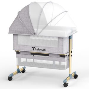 Teknum - Sunshine Bedside Crib - Light Grey