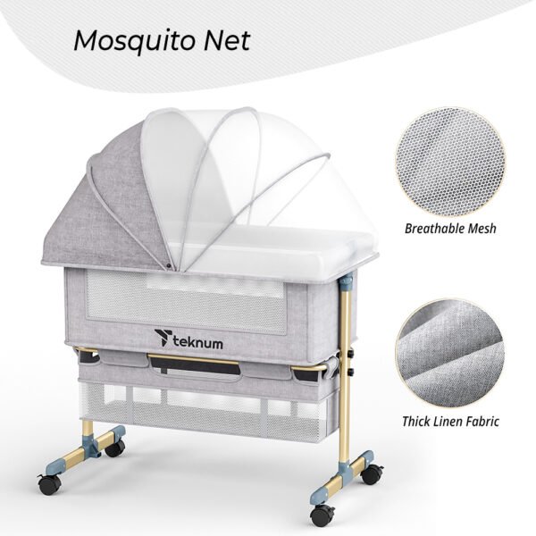 Teknum – Sunshine Bedside Crib – Light Grey