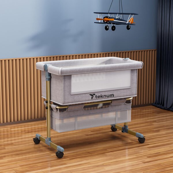 Teknum – Sunshine Bedside Crib – Light Grey