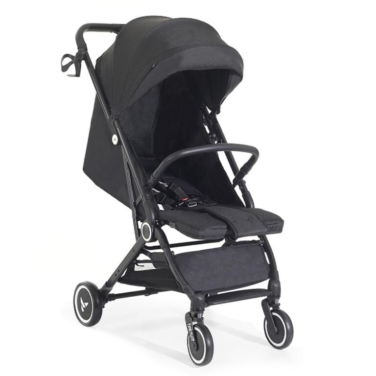 Teknum Travel Cabin Stroller with Extra Wide Canopy, Reclining Seat, Breathable Fabric - Black, 0m+ - 22kg