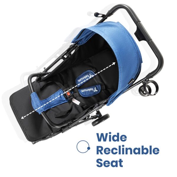 Teknum Travel Cabin Stroller with Extra Wide Canopy, Reclining Seat, Breathable Fabric – Blue, 0m+ – 22kg