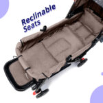 Teknum Story Twin Stroller for 6M-3Y – Compact Double Baby Pram, Dual Recline, Linen Cushioned, Easy Fold, Foot Locks, Canopy – Khaki