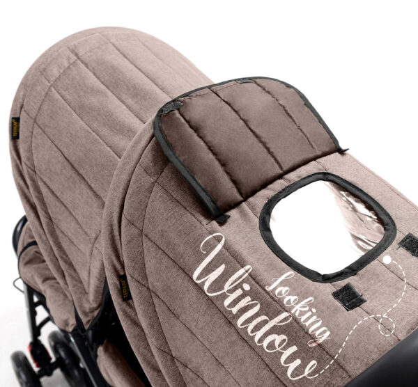 Teknum Story Twin Stroller for 6M-3Y – Compact Double Baby Pram, Dual Recline, Linen Cushioned, Easy Fold, Foot Locks, Canopy – Khaki