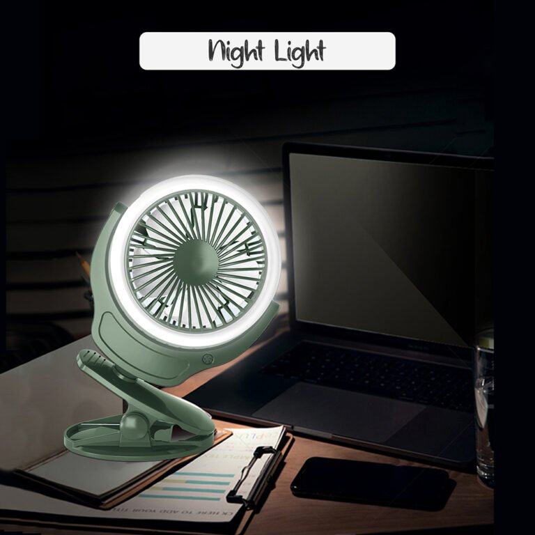 Teknum - 2-IN-1 Stroller USB Charging Fan with Light - Green