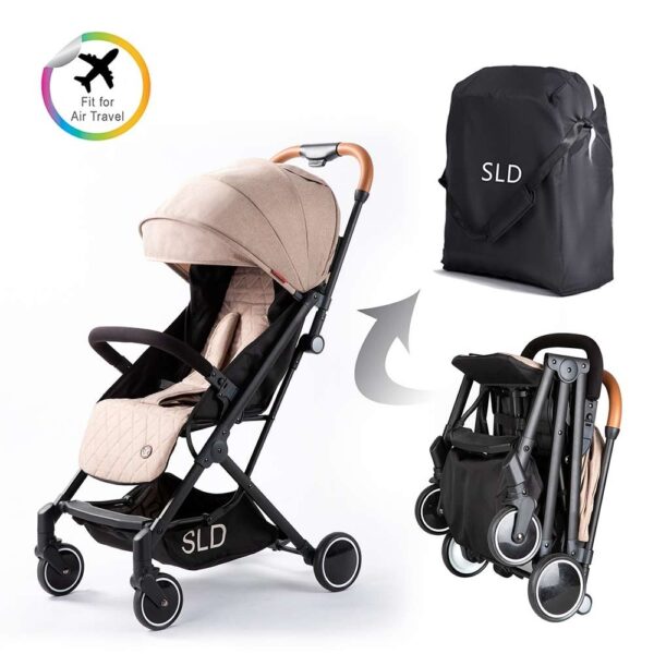 Teknum SLD Travel Lite Stroller, Lightweight, 0-4yrs, Recline, Carry Bag included, Cabin-Friendly Folded Size – Khaki