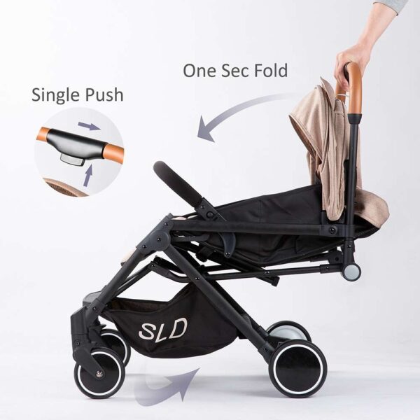 Teknum SLD Travel Lite Stroller, Lightweight, 0-4yrs, Recline, Carry Bag included, Cabin-Friendly Folded Size – Khaki