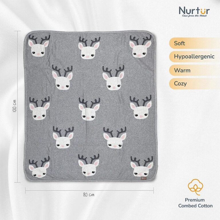 Nurtur - Soft Baby Blankets for Boys & Girls - Blankets Unisex for Baby Cow - White