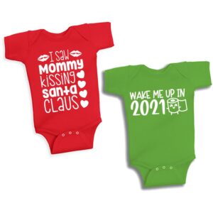Twinkle Hands – Christmas & 2021 Onesie Set – Red & Green