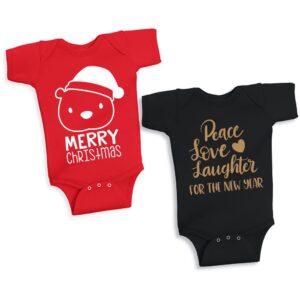 Twinkle Hands – Christmas & New Year Onesie Set-Red & Black