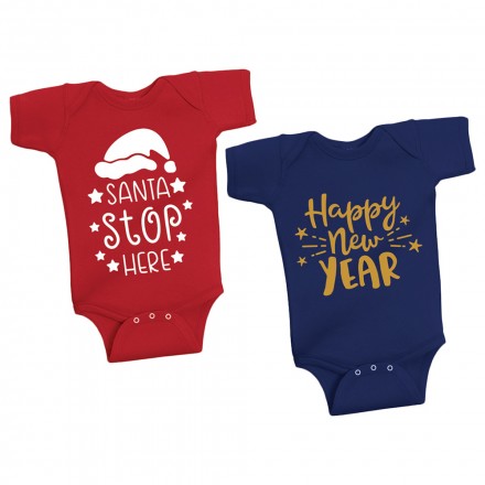 Twinkle Hands - Christmas & New Year Onesie Set - Red/Blue