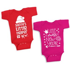 Twinkle Hands – Christmas & New Year Onesie Set – Red & Pink