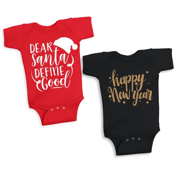 Twinkle Hands – Dear Santa & New Year Onesie Set-Red & Black
