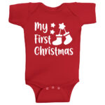 Twinkle Hands – My First Christmas Onesie – Red(Sock Print)