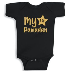 Twinkle Hands – My First Ramadan – Baby Onesie – Black