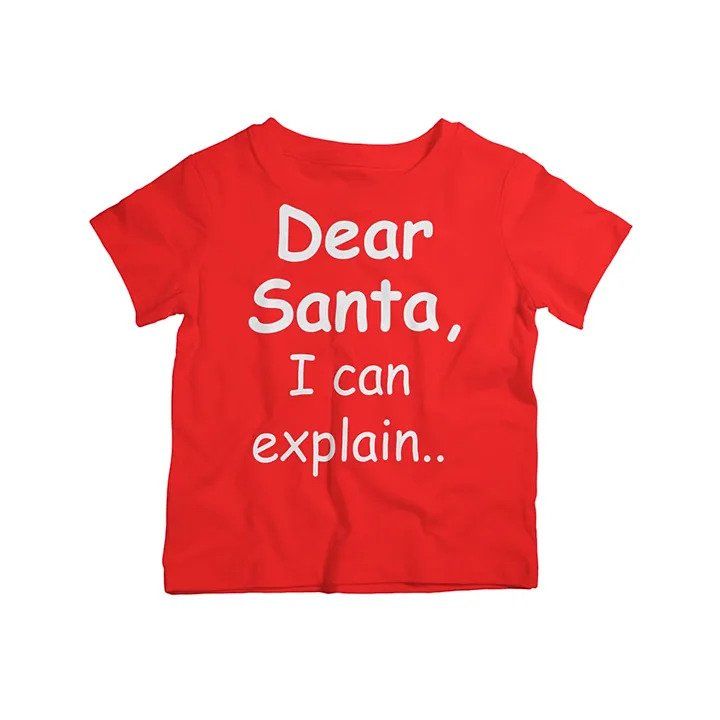 Twinkle Hands - Dear Santa I Can Explain - Christmas T-shirt - Red